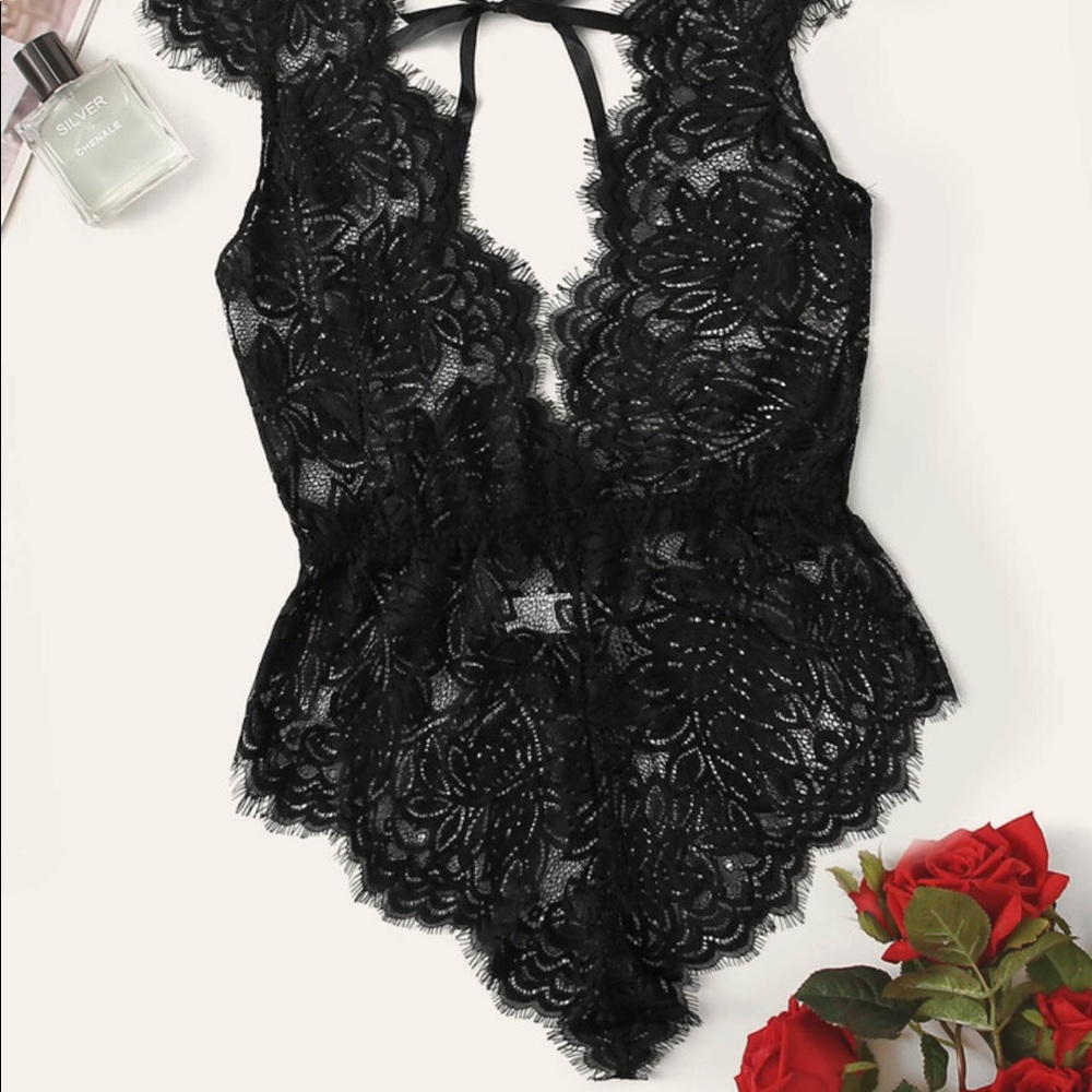 Eyelash Floral Lace Teddy Bodysuit